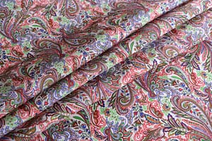 Blue, Red Silk Habutai fabric for dressmaking