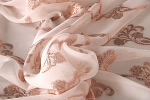 Tessuto Bianco, Rosa in Poliestere, Seta per abbigliamento