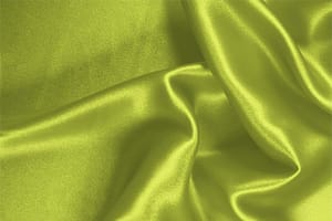 Tessuto Raso Stretch Verde Mela in Seta, Stretch per abbigliamento
