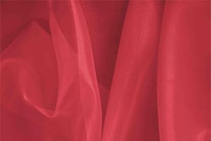 Tissu Organza Rouge géranium en Soie pour vêtements