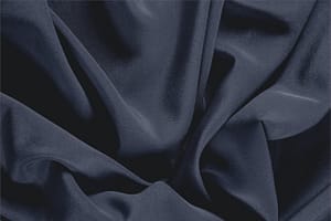 Tessuto Crêpe de Chine Blu Notte in Seta per abbigliamento