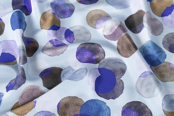 Tessuto Crepe Seta Pois Acquarell ST000314 per Abbigliamento