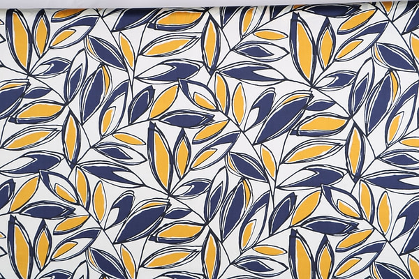 Blue, White, Yellow Silk Crêpe Satin Apparel Fabric ST000187