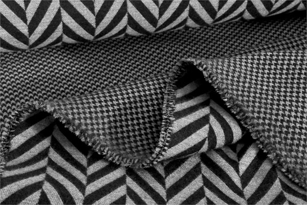 Black and Gray geometric wool blend woven fabric