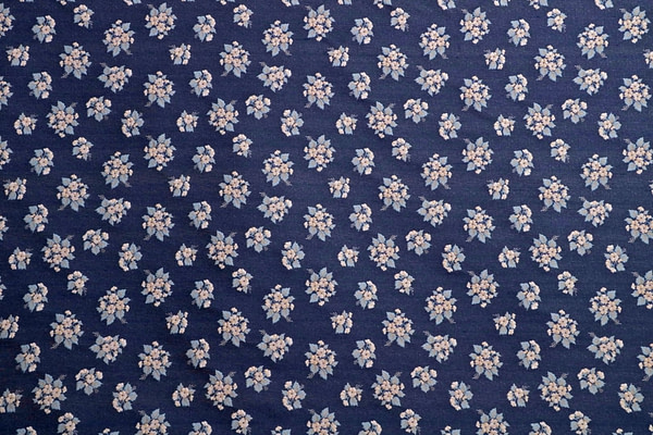 Blue Silk Blend Bouquet Cloqué Floral Fabric