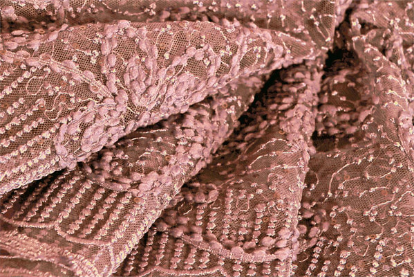 Tissu Brodé Ricamato 000300 Rose en Polyester