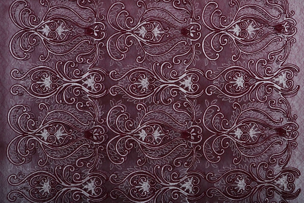 Tissu Brodé Ricamato 000300 Rouge en Polyester