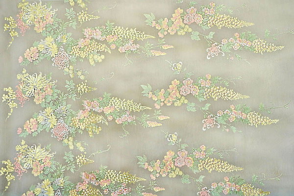Green, Pink, Yellow Polyester fabric for dressmaking