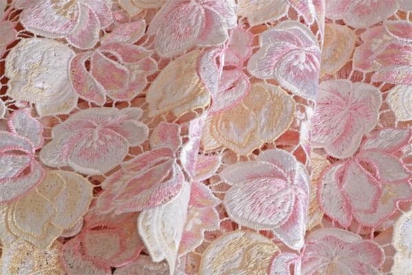 Tessuto Macrame' 000300 Giallo, Rosa in Poliestere