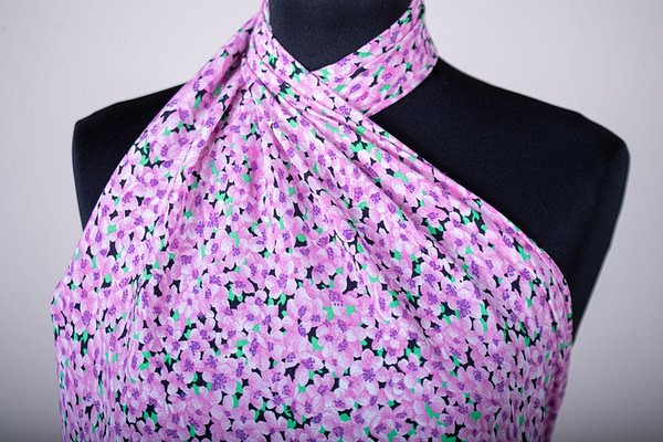 Pink floral viscose marocain fabric | nw tess