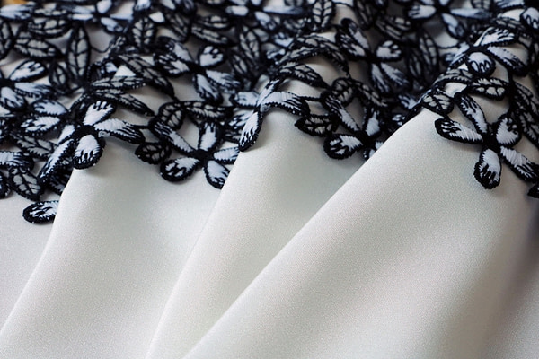 Tissu Macrame' 000801 Blanc, Noir en Polyester