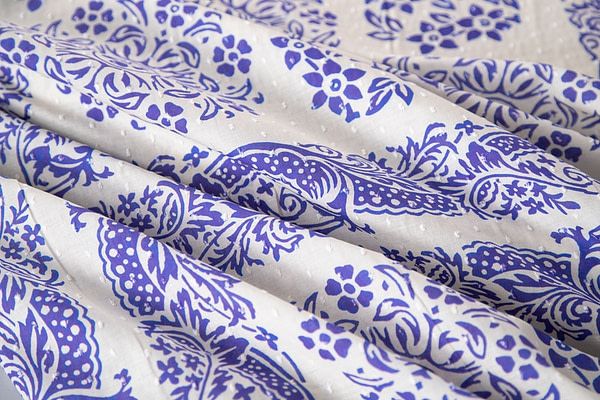 Tissu Beige, Bleu, Violet en Coton pour vêtements
