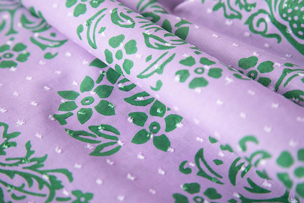 Tessuto Verde, Viola in Cotone per abbigliamento