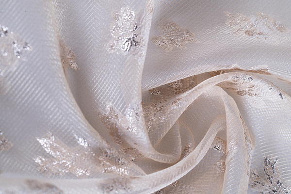 Yellow Polyester, Silk, Viscose Organza fabric for dressmaking