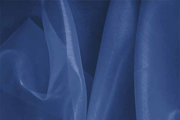 Tissu Couture Organza Bleu cobalt en Soie UN000607
