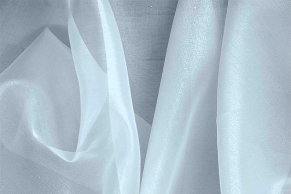 Sky Blue Silk Organza fabric for dressmaking