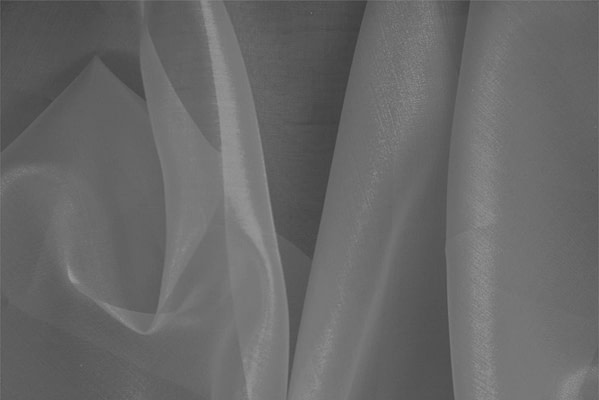 Tessuto Organza Grigio Talpa in Seta per Abbigliamento UN000600
