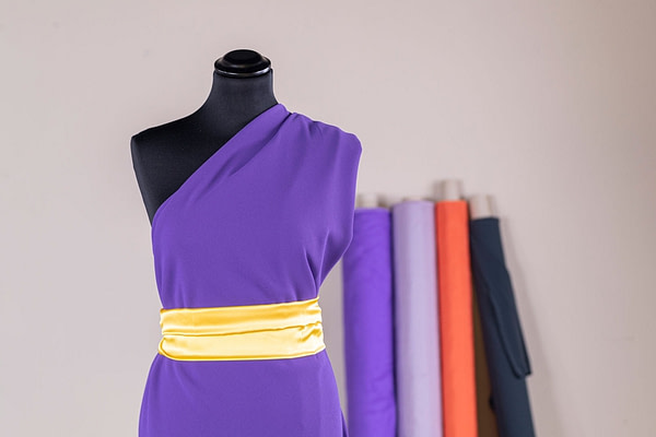 Purple crepe microfiber fabric for dressmaking | new tess