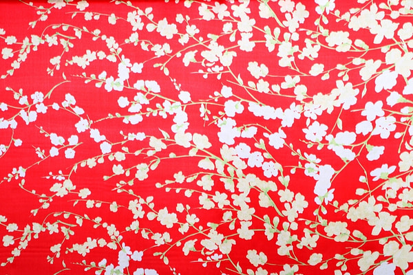 Red, White Silk Crêpe Satin fabric for dressmaking