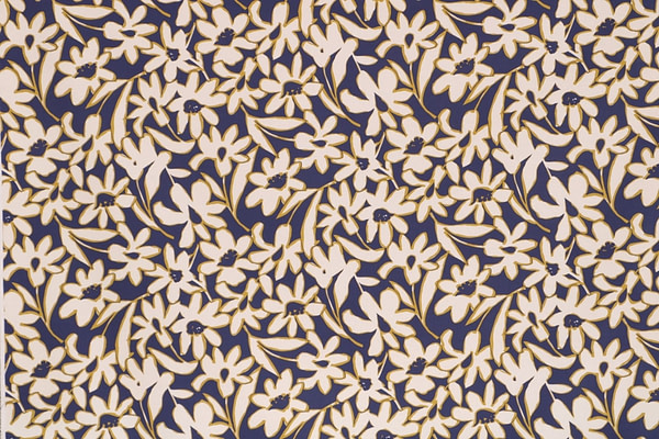 Blue, White, Yellow Cotton fabric for dressmaking