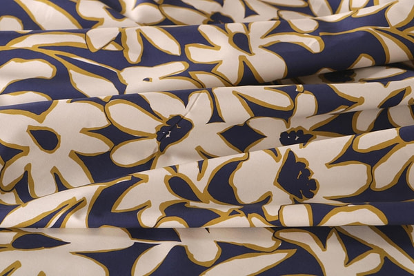 Blue, White, Yellow Cotton fabric for dressmaking