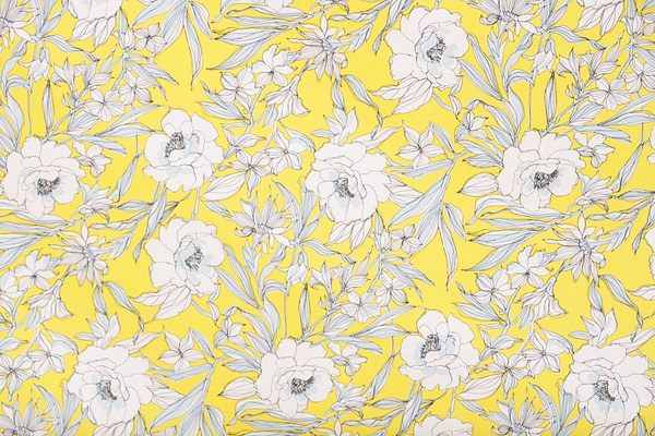 Toile de coton à motifs floraux imprimée sur fond jaune | new tess