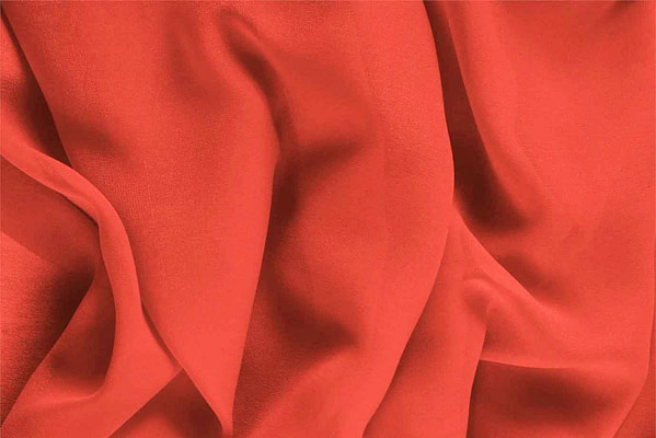 Tissu Couture Georgette Orange tomate en Soie