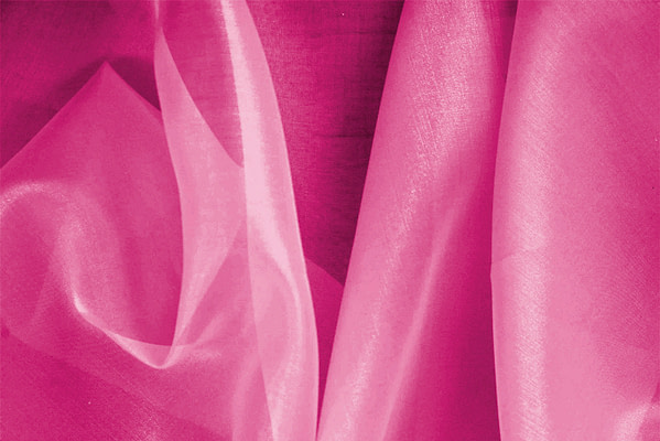 Tissu Couture Organza Fuchsia azalée en Soie