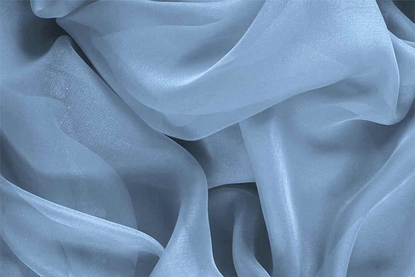 Tissu Couture Chiffon Bleu bleuet en Soie
