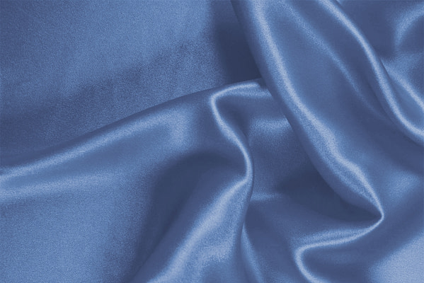 Tissu Couture Satin stretch Bleu temporal en Soie, Stretch