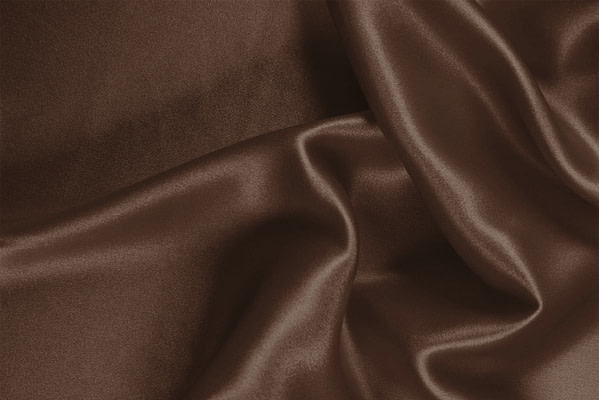 Tissu Couture Satin stretch Marron cacao en Soie, Stretch