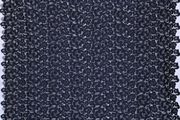 Black, Blue Macrame 005 Embroidered Fabric