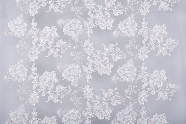 White and powder pink embroidered tulle | new tess bridal fabrics