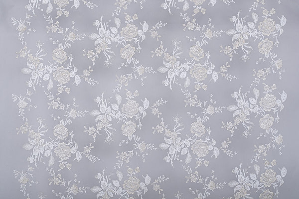 White and gold embroidered tulle | new tess bridal fabrics