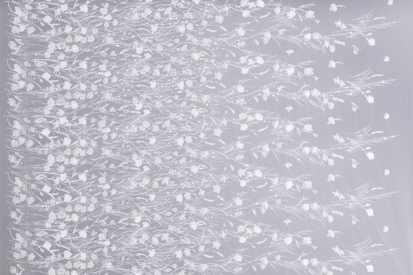 White embroidered tulle with floral applications | new tess