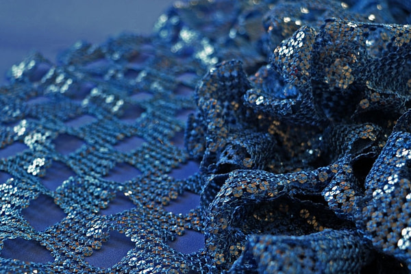 Tissu Paillettes 000503 Bleu en Polyester