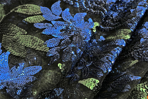 Tessuto Paillettes 000800 Blu, Nero, Verde per Abbigliamento