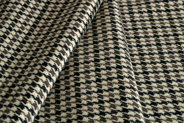 Beige, Green Tartan Wool-blend Coating Fabric - Pied Poule 000802