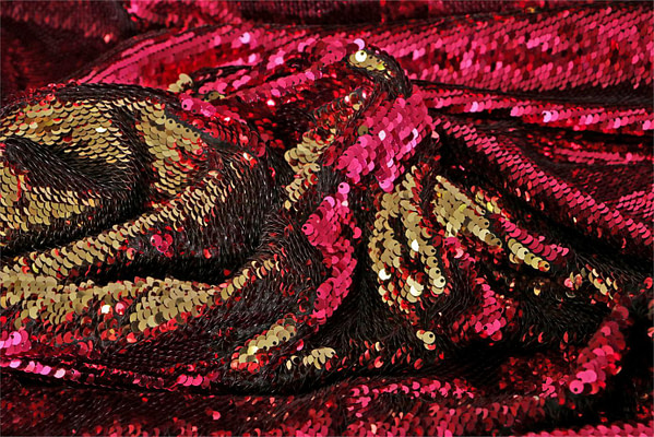 Tessuto Paillettes 000015 Fucsia per Abbigliamento