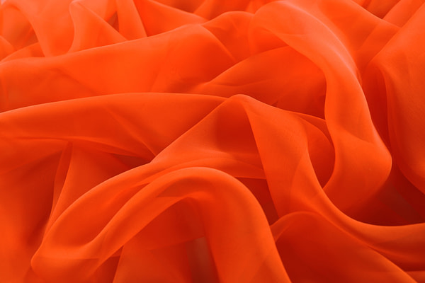 Tissu Couture Chiffon Orange corail en Soie