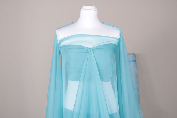 Wave blue chiffon fabric in pure silk | new tess