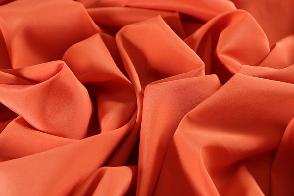 Lobster orange stretch silk crepe de chine fabric | new tess