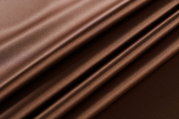 Cigar brown crêpe back satin fabric in pure silk | new tess