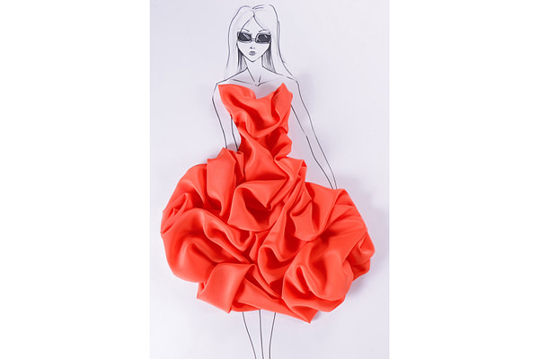 Tissu Couture Crêpe de Chine Orange corail en Soie