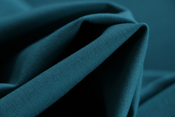 Peacock blue stretch wool gabardine fabric | new tess