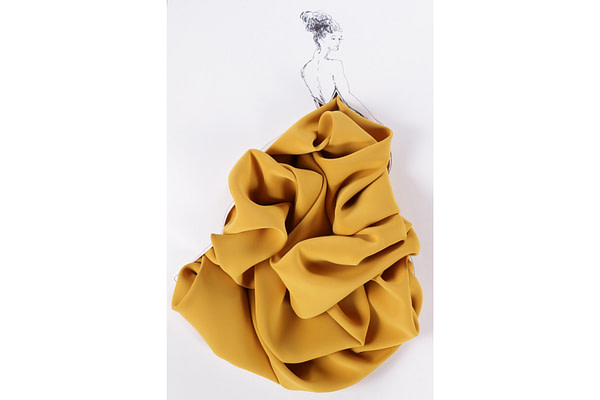 Mustard yellow heavy polyester microfibre fabric | new tess