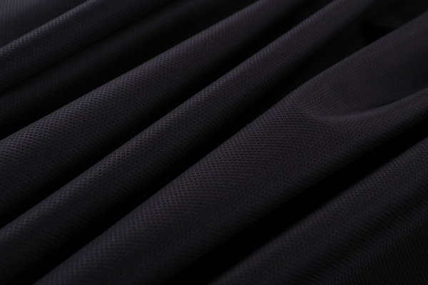 Tessuto Piquet di Cotone Stretch Nero per abbigliamento