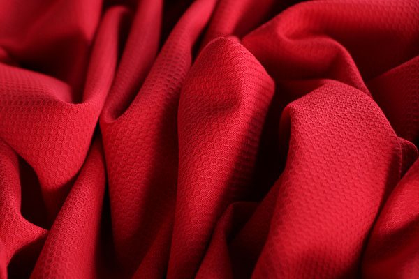 Fire red stretch cotton piqué fabric | new tess