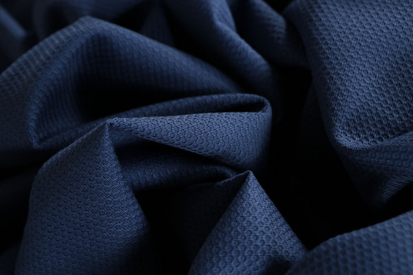 Avio blue stretch cotton piqué fabric | new tess