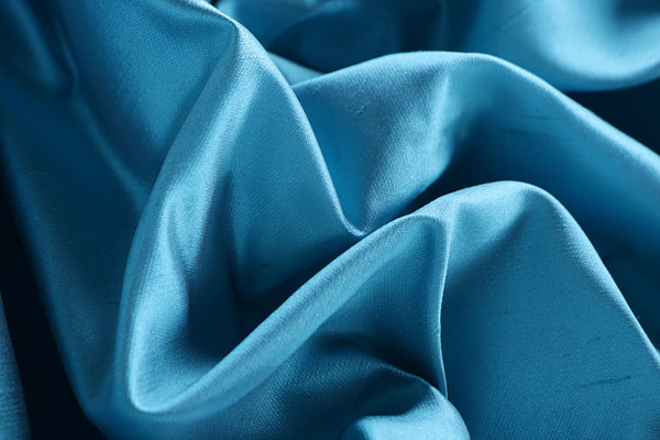 Antilles blue pure silk shantung satin fabric | new tess